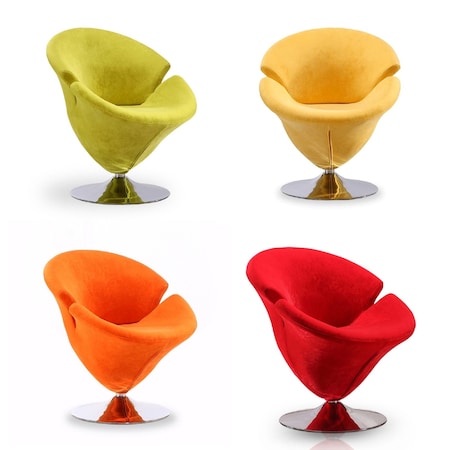 Manhattan Comfort Tulip Swivel Accent Chair Set of 4 in Multi Color Orange, Yellow, Green and Red 4-AC029